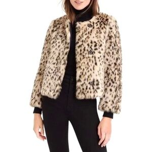J.Crew Cropped Faux Fur Jacket - like new!